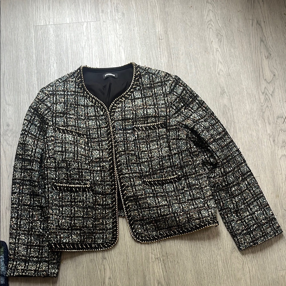 Women's Black and White Tweed Jacket